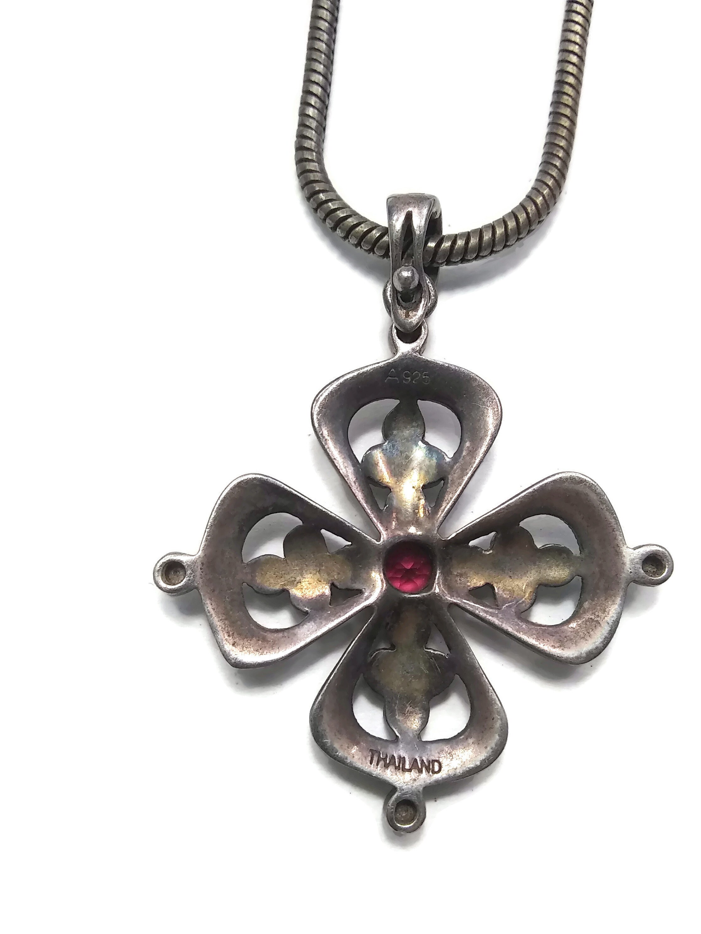 Vintage Sterling Silver Garnet and Marcasite Maltese Cross | Etsy