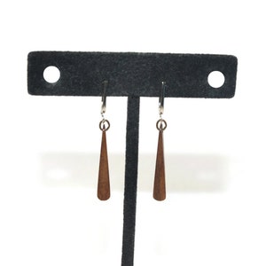 Vintage Silver Tone and Wooden Dangle Earrings with Screw Backs.
