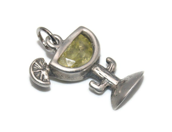 Vintage Sterling Silver and Yellow Glass Cocktail… - image 2