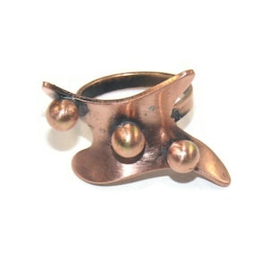 Vintage Copper Artisan Made Size 6 Adjustable Statement Ring.