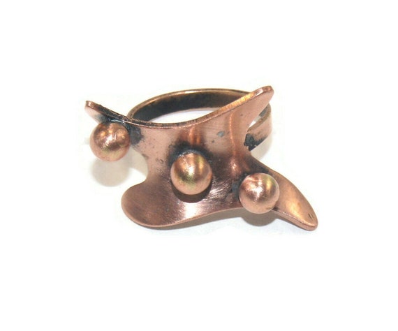 Vintage Copper Artisan Made Size 6 Adjustable Sta… - image 1