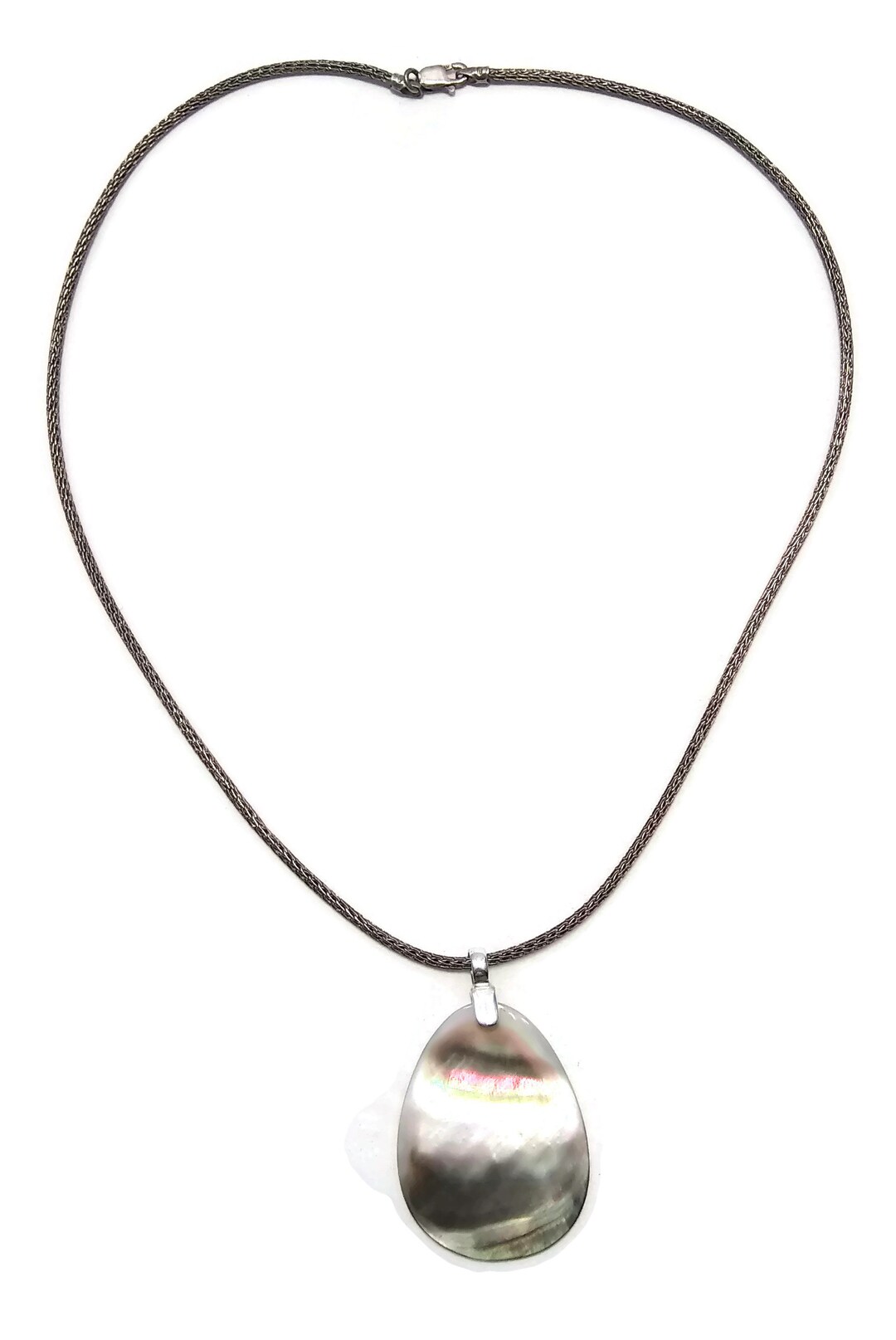 Vintage Sterling Silver & Mother of Pearl Pendant on 18 Inch Cable ...