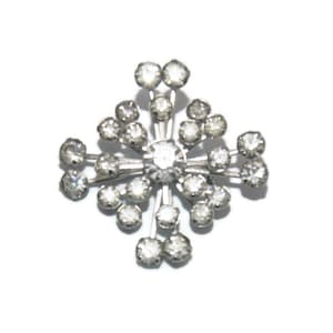 Vintage Silber Ton und Klare Strass Kristalle Radial Brosche.