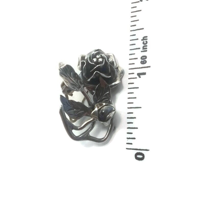 Marked TS-30 925. Vintage Mexico Sterling Silver Rose Brooch