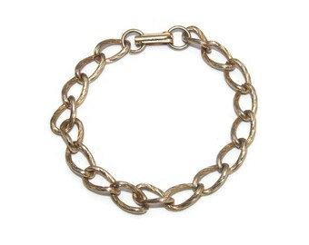 Vintage Gold Tone 6 1/2 Inch Link Bracelet With Hinged Clip