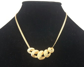 Vintage Avon Gold Tone Bib Necklace, 17 Inch