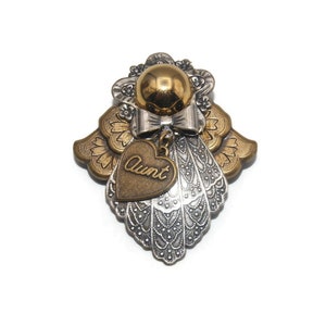 Vintage Gold Tone and Silver Tone Angel Brooch. Aunt Angel Brooch.