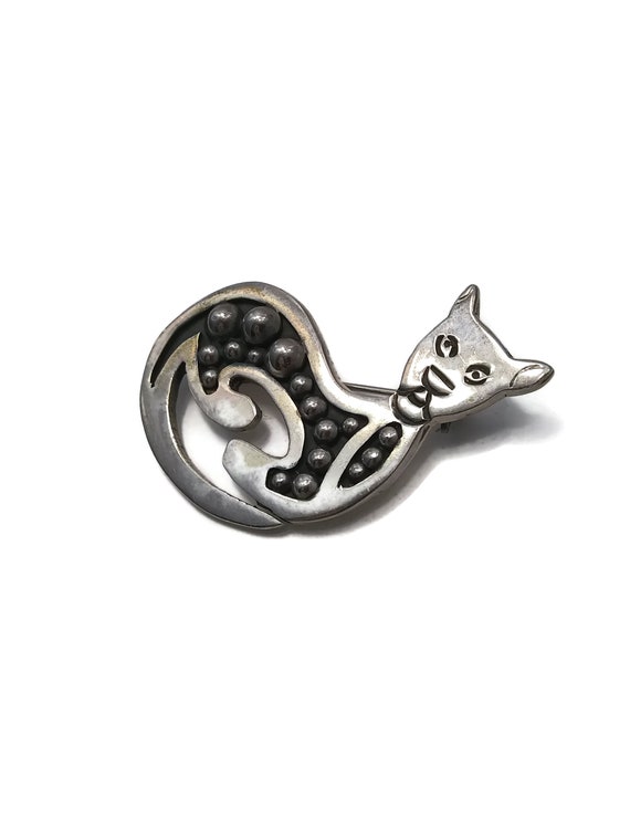 Cat brooch silver sale