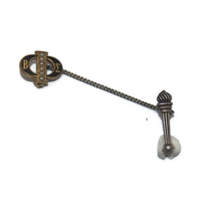 Vintage Gold Tone, Black Enamel and Faux Pearls Beta Epsilon Omega Fraternity Pin.