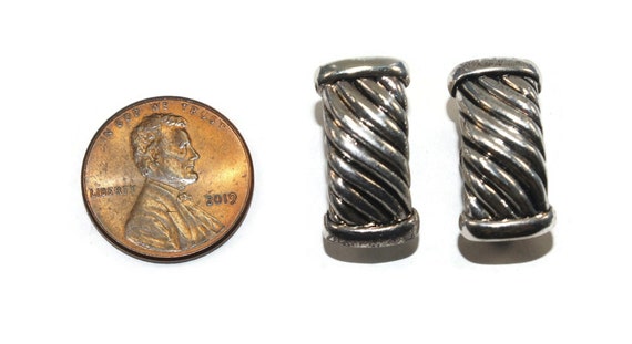 Vintage Silver Tone Curved Rectangular Ribbed Cli… - image 5