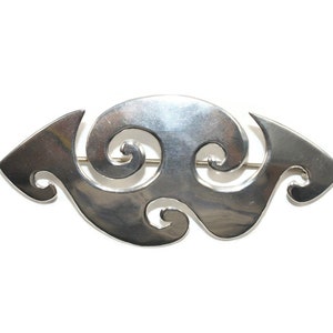 Artisan Made Vintage Sterling Silver Free Form Brooch.