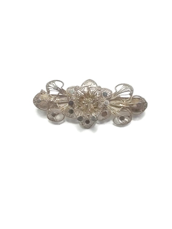 Vintage Sterling Silver Delicate Filigree Floral D