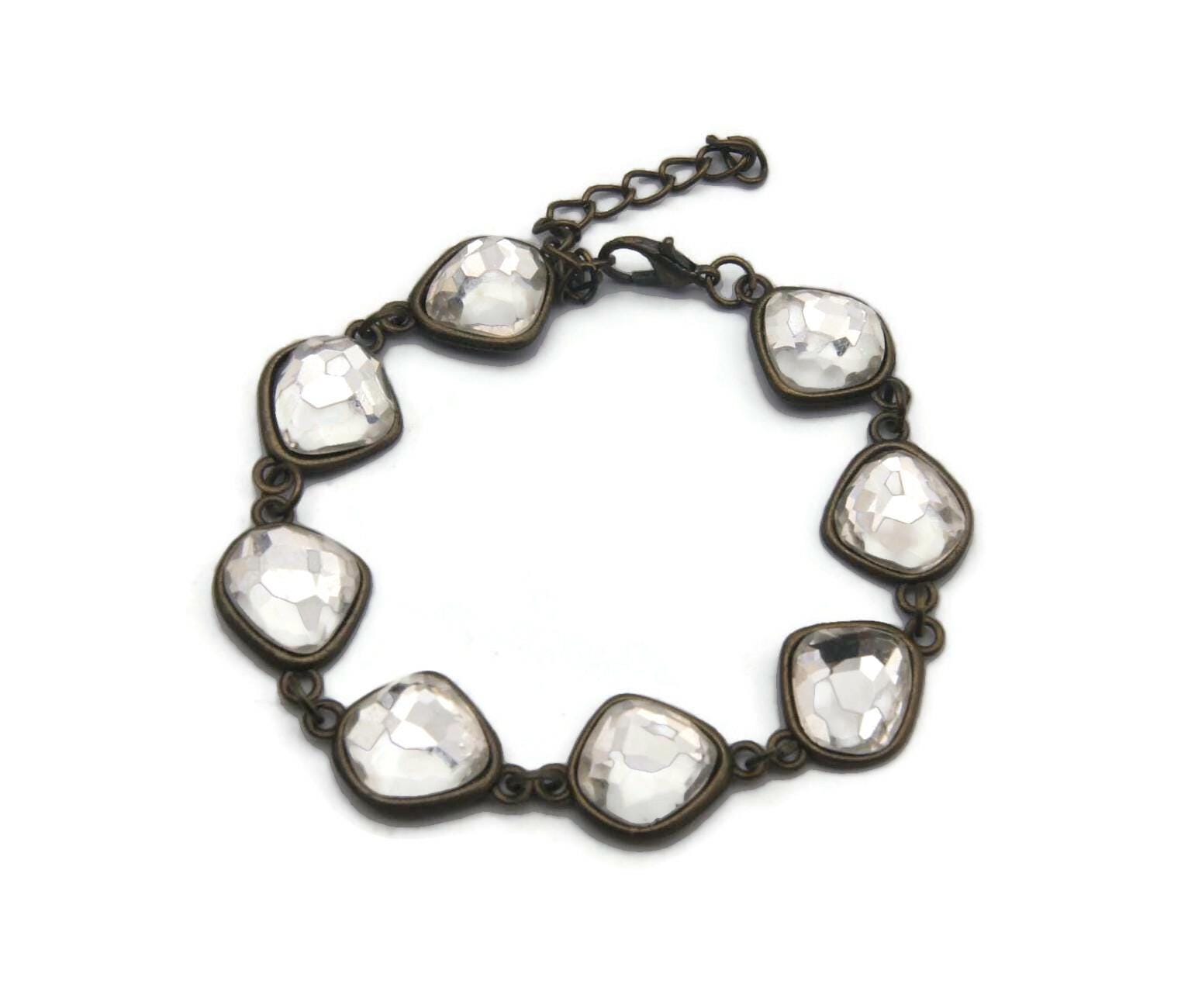 Set Collier Et Bracelet Banana Republic En Laiton Avec Strass - Style Vintage