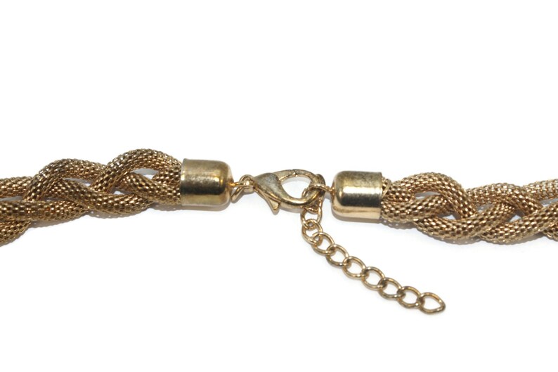 31 Inch Necklace with Lobster Claw Clasp. 3 Mesh Strand Vintage Gold Tone Braided Rope Chain Necklace