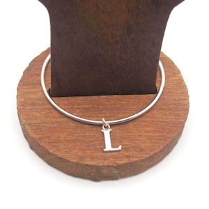 Vintage Silver Tone 8 Inch L Monogram Charm Bracelet, Bangle Bracelet, Gift for Her, Stacking Bracelet, Daily Wear, Letter L Bracelet.