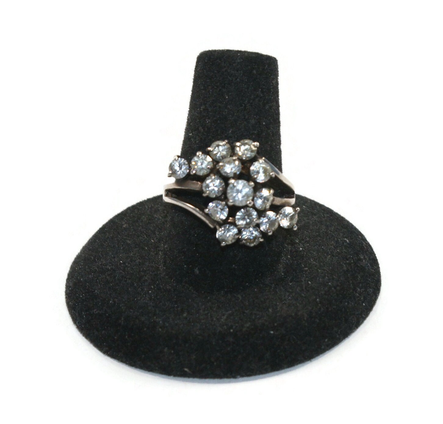 Vintage Sterling Silver and Czs Size 8 Cocktail Ring. Marked  display picture 1