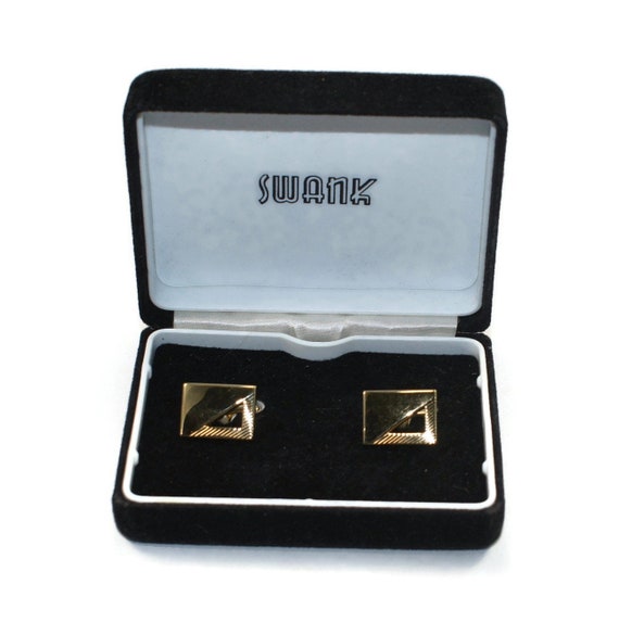 Vintage Swank Gold Tone Rectangular Cuff Links in… - image 1