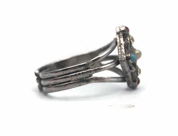 Adjustable Ring, Vintage Silver Tone Statement Ri… - image 6