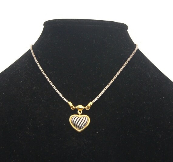 Vintage Gold and Silver Tone Heart Pendant Y-Neck… - image 4