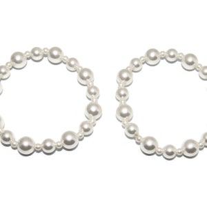 Pair of Vintage Faux Pearl Beaded 6 1/2 Inch Elastic Bracelets.