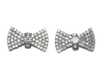 Glitzy Glamorous Bows Bluette Shoe Clips. Hallmarked "Bluette Made in France"