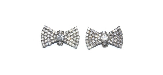 Glitzy Glamorous Bows Bluette Shoe Clips. Hallmarked "Bluette Made in France"