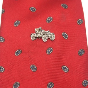 Vintage Silver Tone Roadster Tie Tack, Lapel Pin, Antique Car Tie Pin.