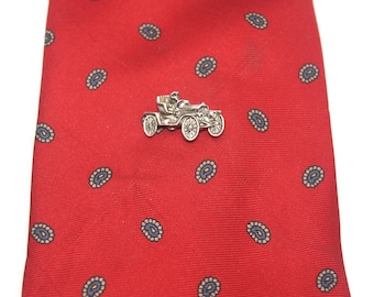 Vintage Silver Tone Roadster Tie Tack, Lapel Pin, Antique Car Tie Pin.