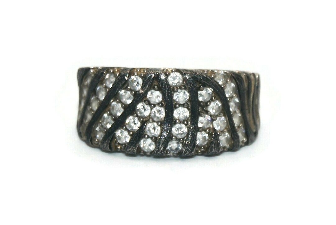 Vintage Sterling Silver and Czs Size 8 Ring. Marked F 925