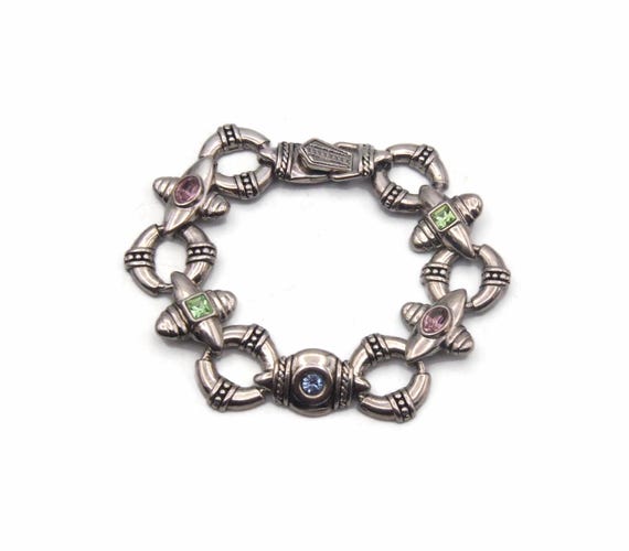 Vintage Premier Designs Silver Tone Colored Rhinestones 3/4