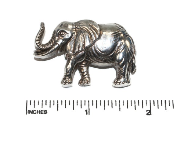 Vintage Detailed Sterling Silver Elephant Brooch … - image 4