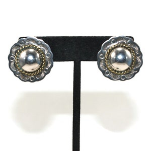 Vintage Sterling Silver Round Domed Stud Earrings with Post Backs for Pierced Ears. Marked Mexico 925.