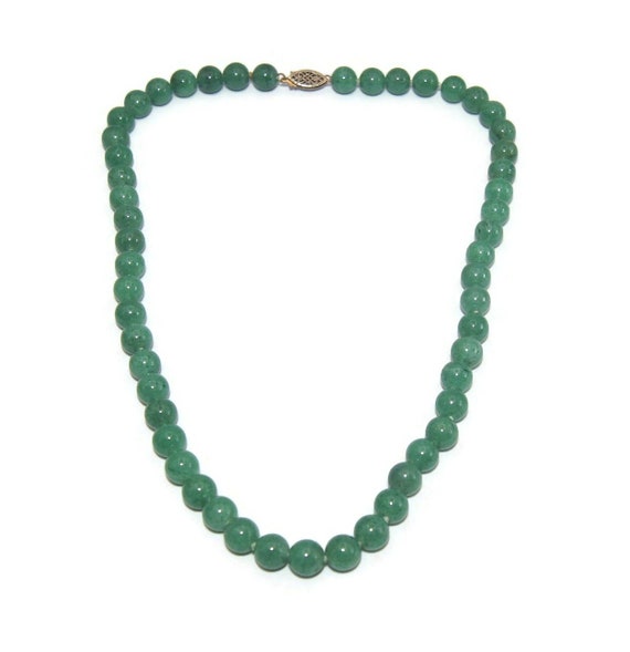 Vintage Green Aventurine 18 inch Beaded Necklace … - image 2