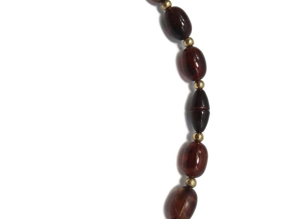 Vintage Lucite Faux Rootbeer Amber Beads with Gol… - image 6