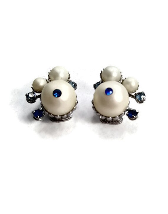 Boucles D'oreilles Clips Strass Bleus - Référence 857, état Neuf (occasion)