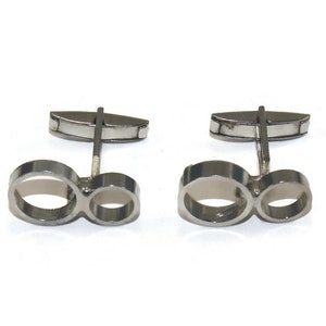 Vintage Silver Tone Double Circle Cuff Links.