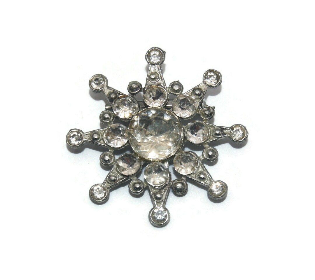 Broche Vintage Cerises Métal Doré Et Strass - Sans Marque - Occasion