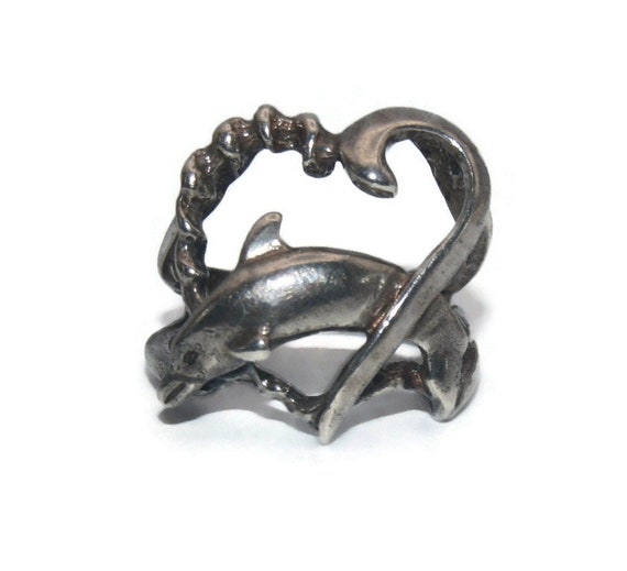 Vintage OTTO Sterling Silver Dolphin Jumping Through … - Gem