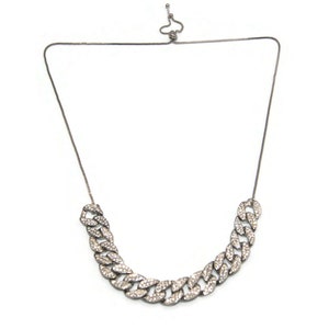 Vintage Silver Tone and Clear Rhinestones Adjustable 24 Inch Adjustable Bib Necklace with Slide Clasp. image 3