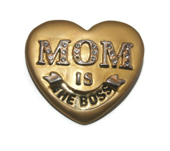 Broche Fantaisie Coeur En Métal Doré Avec Strass - Occasion