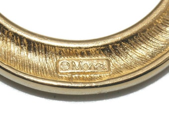 Broche Signée MONET - Petit Cercle Doré Et Argenté, Diamètre 3,55 Cm, état Neuf (mint)