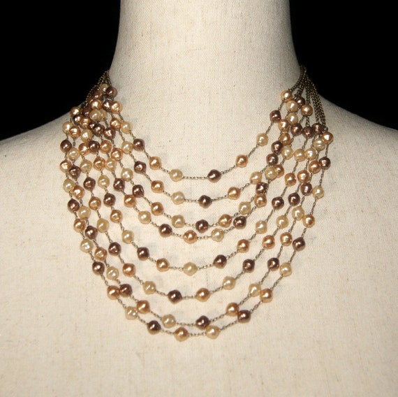 Stunning Vintage Faux Pearl 8-Strand Tiered 16 to… - image 3