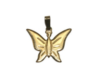 Small Vintage Gold Tone Butterfly Charm / Pendant.
