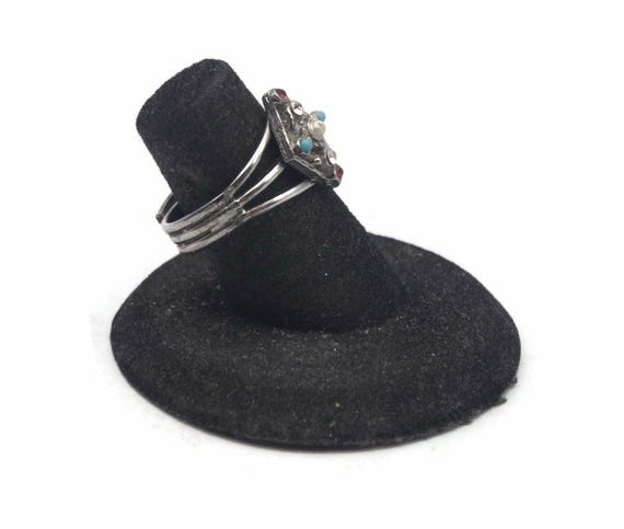 Adjustable Ring, Vintage Silver Tone Statement Ri… - image 5