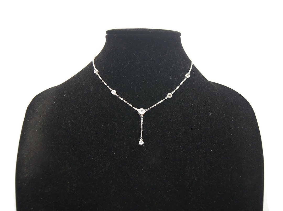 Vintage Sterling Silver and CZ Stationary Beaded 16 Inch
