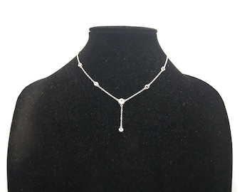 【STONEHENgE】Silver Material Ribbon Cubic Necklace SC24B14T Amazon.com: Sterling Silver Triple Cubic Zircon Stones