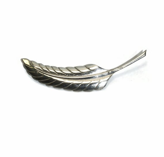 Vintage Sterling Silver Leaf Brooch. Marked Sterling.