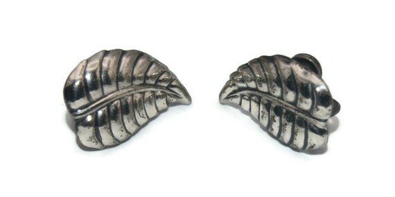 Vintage Danecraft Sterling Silver Leaf Screw Back… - image 2