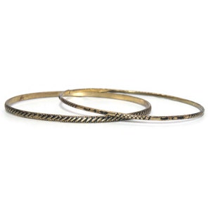 Pair of Vintage Textured Gold Tone 8 1/2 Inch Bangle Bracelets.