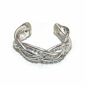 Vintage Silver Tone Size 3 Open Cuff Toe or Midi Ring.